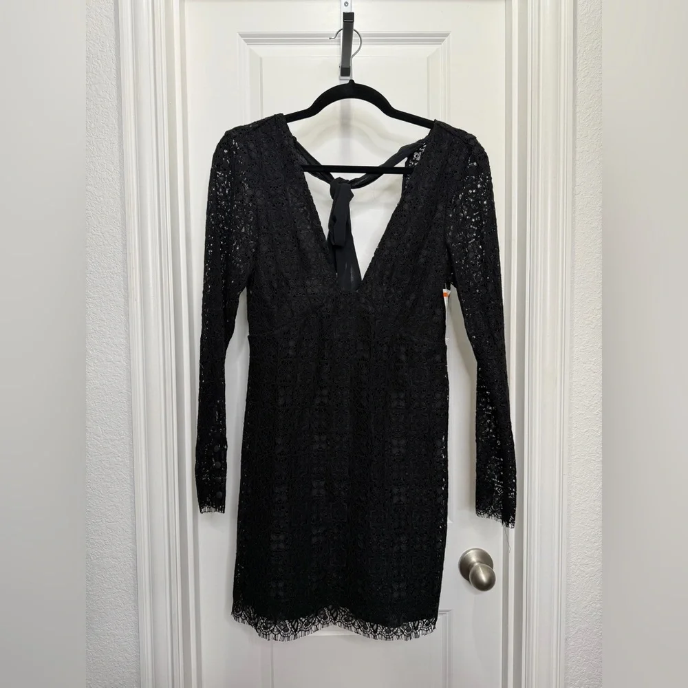 Free People Turn Back Time Black Min Lace Dress Sz 0 - Picture 3 of 7